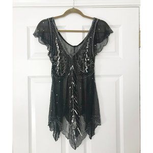 vintage || beaded net top